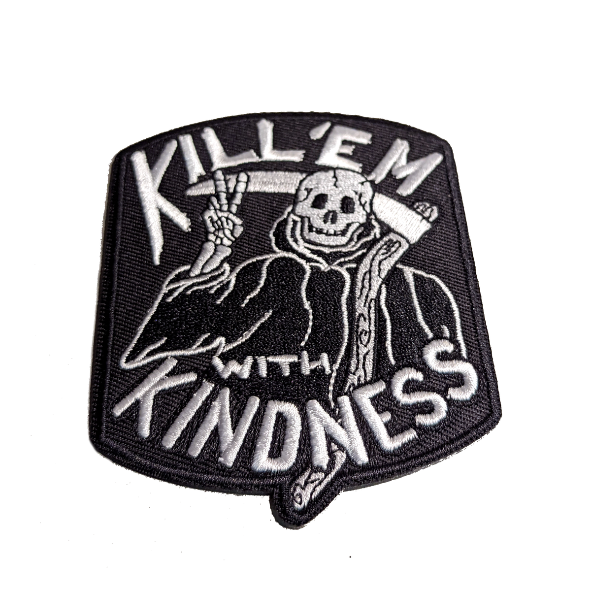 KILL THEM WITH KINDNESS PATCH Embroidered Iron-on Applique Funny