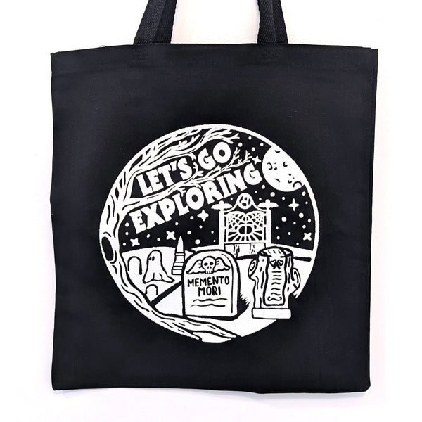 Graveyard Let's Go Exploring tote