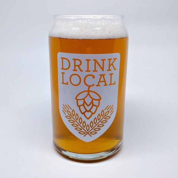 Drink Local - 16oz can-shaped glass