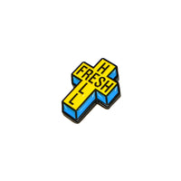 Fresh Hell Enamel pin - BRFC x SFBC - Black/Yellow/Cyan - C(M)YK colourway